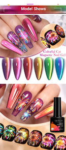 LILYCUTE 7ML Colorful Double Light Cat Magnetic Gel Nail Polish 9D Glitter Sparkling Rainbow Laser Soak Off Nail Art DIY Varnish