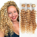 P27/613 Deep Wave Ash Blonde Human Hair Bundles Highlight Ombre Honey Blonde Hair Bundles Double Weft Weave 1/3/4pcs Bundles