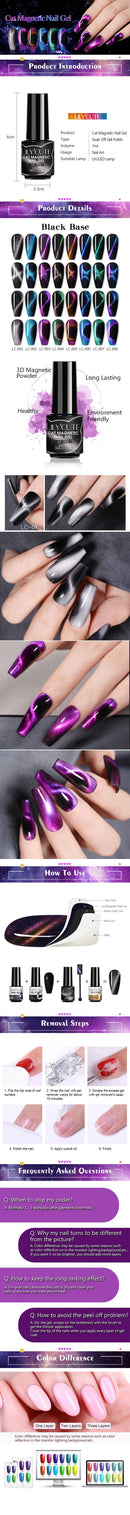 LILYCUTE 7ML Cat Magnetic Gel Nail Polish 9D Magnetic Gel Shine Colorful Design Manicure Semi Permanent Soak Off DIY Nail Art