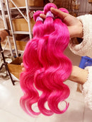15A Hot Light Pink Red Body Wave Bundles Human Hair Raw Unprocessed Virgin Hair 613 Colored Cosplay Hair Weaving Bundles Deal