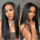 13x4 Bone Straight Transparent Lace Front Wig Human Hair 34 Inch Pre Plucked Lace Frontal Wigs Natural 180 Density For Women