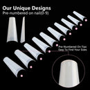 500pcs french Coffin Dancer Nail Tips Acrylic Nail Artificial Half False Flakes Nail Tips,10 Sizes with Clear Plastic Box for Na