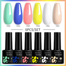 LILYCUTE 6Pcs/Set 7ML Brown Gel Nail Polish Winter Coffee Semi Permanent Soak Off UV Gel Design Nail Art Manicure Kit Varnish