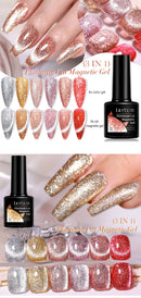 LILYCUTE 7ML Platinum Cat Magnetic Gel Nail Polish Sparkling Rose Gold Foils Glitter Semi Permanent UV Gel Nail Art Manicure