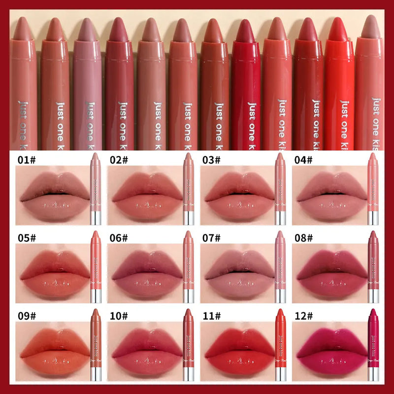 Bright Lipstick Easy to Color Lipstick Color Moisturizing Lip Gloss Easy to Color Lip Glaze Rotating Bright Lipstick Pen Lip Gloss Lipstick European and American Style Nude Brown Red Pink Lipstick Masquerade Lipstick Pen Lip