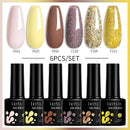 LILYCUTE 6Pcs/Set 7ML Brown Gel Nail Polish Winter Coffee Semi Permanent Soak Off UV Gel Design Nail Art Manicure Kit Varnish