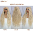 Boho Box Braided Wigs Curly Hair Synthetic Full Lace Front Wigs for Black Women Goddess Locs Braid Wig Bohemian Box Braid Wig