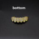 HipHop CZ Teeth Set For Unisex Top Bottom Mouth Gold Silver Color Teeth Tooth Cap Removable Dental Fashion Jewelry
