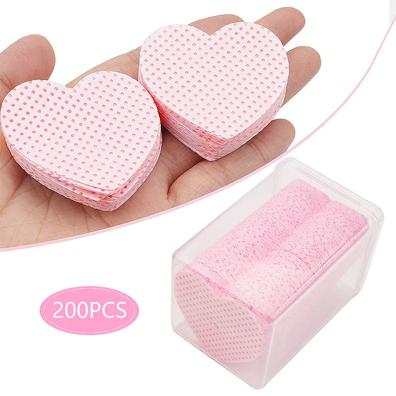 200 Pcs Disposable Lint-Free Paper Cotton Wipes Eyelash Extension Glue Remover Pads Cleaning Wipes Cosmetics Makeup Tools