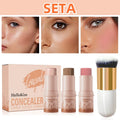 4pcs set of contour stick, highlight stick, blush stick, contour brush, shapes the face contour, non-greasy, waterproof