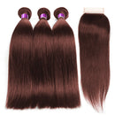 #33 Auburn Reddish Brown Colored Bone Straight Human Hair Bundles with HD Closure 4x4 13x4 Lace Closure And Bundles Raw Hair
