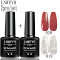 LNWPYH 2Pc Gel Nail Polish Kit Professional Glitter Nail Gel Polish Semi Permanent Soak Off UV Nail Art Gel Varnish Nail Art Set
