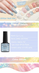 LILYCUTE 7ml Glitter Nail Gel Polish Sequins Colorful Shinning Gel Varnish Nail Art Semi Permanent Soak off Manicure UV LED Gel