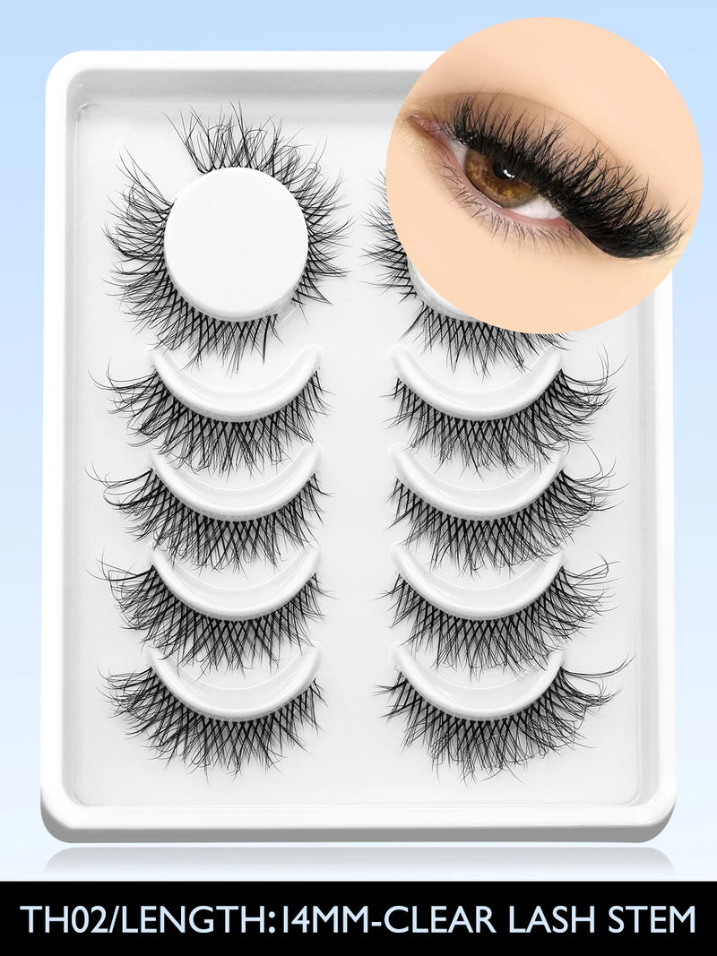 Eyelashes 3D Mink Lashes Natural Eyelashes Clear eyelash stem False Eyelashes Cat Eye Lashes Eyelash Extension Effect