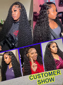 250 Density Deep Wave 40 Inch 13x6 Hd Lace Front Wig Human Hair Curly Wigs Water Wave Transparent Lace Front Wig For Black Women