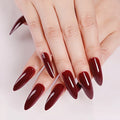 24Pcs Artificial Press On Fake Nail With Jelly Glue Super Long Ballerina Coffin False Nail DIY Wine Red Finger Tip Manicure Tool