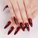 24Pcs Artificial Press On Fake Nail With Jelly Glue Super Long Ballerina Coffin False Nail DIY Wine Red Finger Tip Manicure Tool