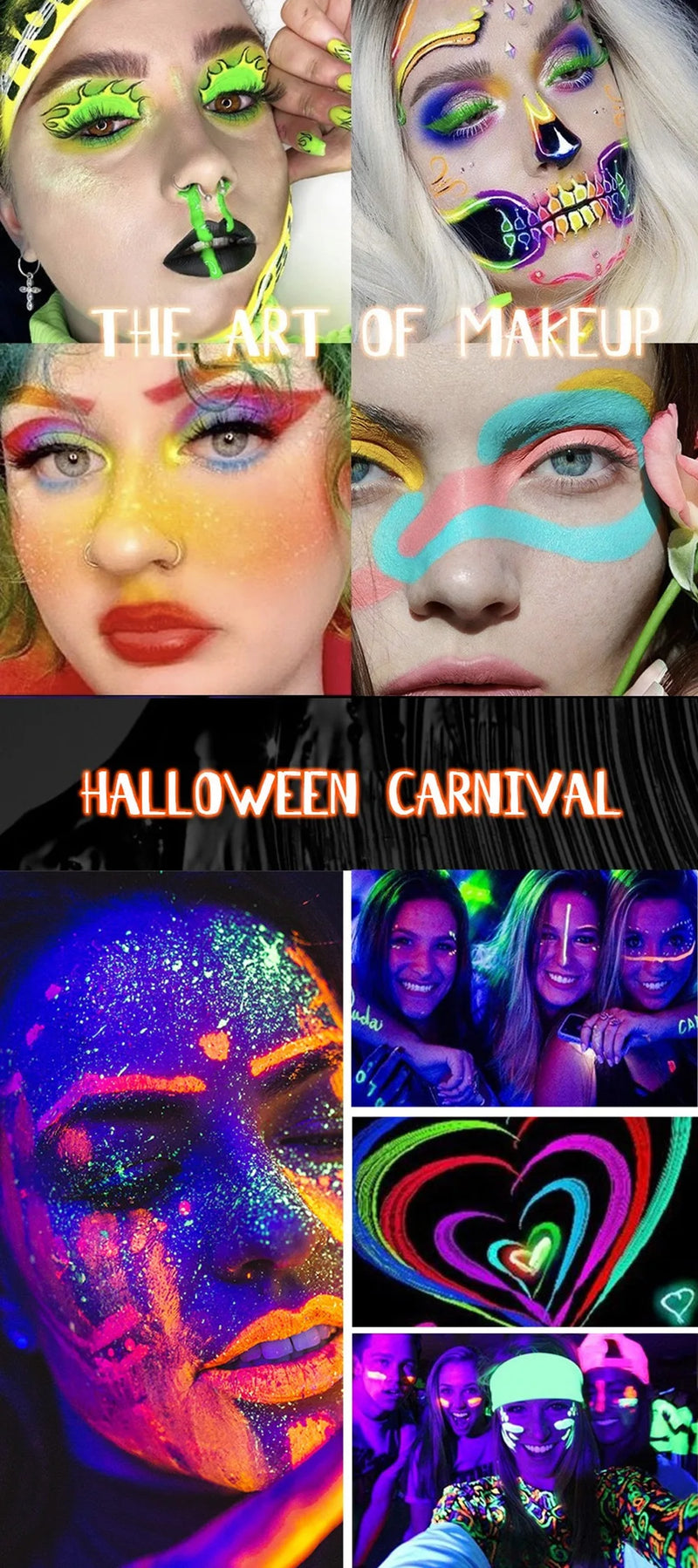 Fit Colors 12pcs/set colorful liquid UV waterproof Fluorescent Eyeliner Face Body Paint Pen long-lasting easy to remove