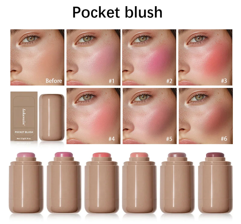 3-in-1Blush Stick Lasting Brightens Facial Cheek Stick Moisturizing Flash Lip Gloss Makeup Lip Gloss Face Rouge