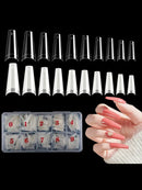 500pcs french Coffin Dancer Nail Tips Acrylic Nail Artificial Half False Flakes Nail Tips,10 Sizes with Clear Plastic Box for Na