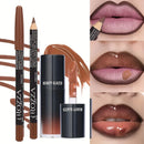 2pcs Velvet Lip Makeup Set - Long-Lasting Lip Liner Ideal Valentine'S Day Gift, Lipstick Lip Lipliner Set Cosmetics Combo