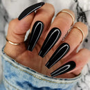 24Pcs Artificial Press On Fake Nail With Jelly Glue Super Long Ballerina Coffin False Nail DIY Wine Red Finger Tip Manicure Tool