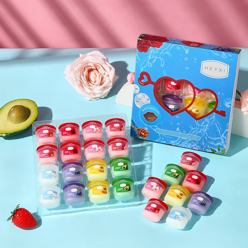 16pcs Vaseline Fruit Series Lip Balm Set Sleeping Lip Mask Moisturizing Hydrating Non-sticky Anti-Cracked Lip Balm Lips Care