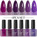 LILYCUTE 6Pcs/Set Purple Color Series Nail Gel Glitter Semi Permanent UV LED Gel Nail Art Soak Off Polish Kit Design Manicure