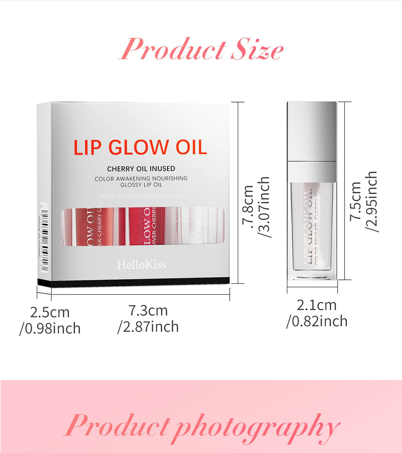 Crystal Jelly Moisturizing Lip Oil Set Lip Gloss Makeup Sexy Plump Lip Glow Oil Tinted Lip Plumper Set