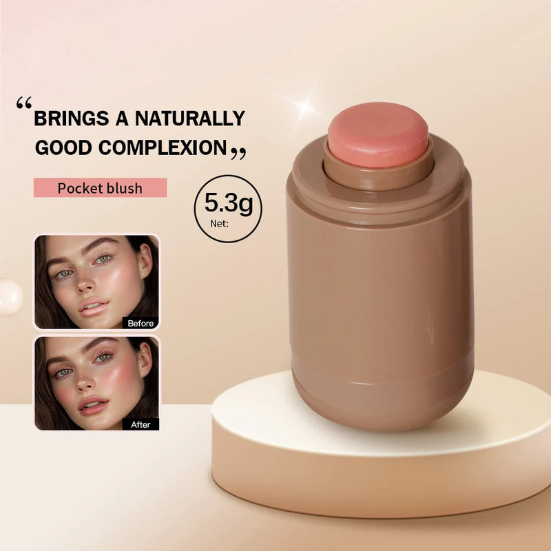 3-in-1Blush Stick Lasting Brightens Facial Cheek Stick Moisturizing Flash Lip Gloss Makeup Lip Gloss Face Rouge