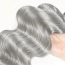 Silver Grey Body Wave Bundles Human Hair with Closure 4X4 13x4 HD Lace Frontal Brazilian Raw Double Weft Human Hair Extensions