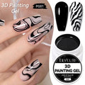 LILYCUTE 8ml 3D Painting Nail Gel White Black Color High Saturation Gradient Pat Multifunctional UV LED No Wipe Manicure Gel