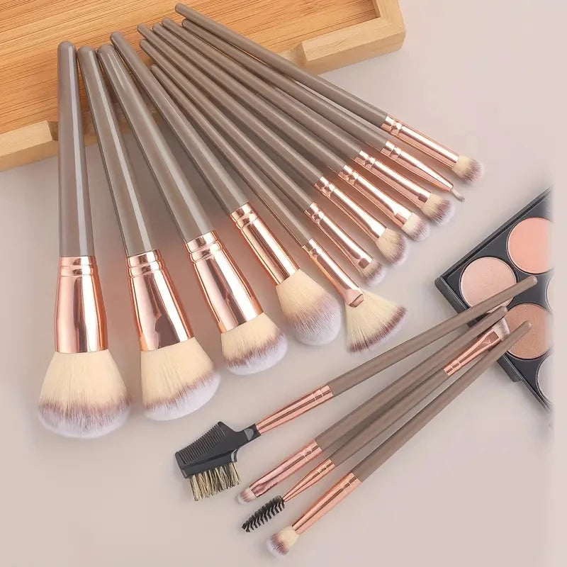 15 PCs Rainbow Color High Quality Makeup Brush Set - Perfect for Eyeshadow, Foundation, and Cosmetic Tools