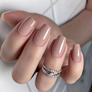 24Pcs Christmas Red Press On False Nails With Adhesive Short Ballerina Coffin Fake Nails DIY Full Cover Tips Manicure Tool