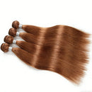 #30 Brown Bone Straight  Human Hair Bundles 18A Raw Brazilian Colored 1 2 3 4 Pcs Hair Weave Bundles Double Weft Extensions