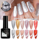 LILYCUTE 7ML Platinum Cat Magnetic Gel Nail Polish Sparkling Rose Gold Foils Glitter Semi Permanent UV Gel Nail Art Manicure