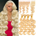 #613 Honey Blonde Body Wave Human Hair Bundles With HD Closure Frontal 4x4 13x4 Virgin Hair Loose Body Wave Bundles With Closure