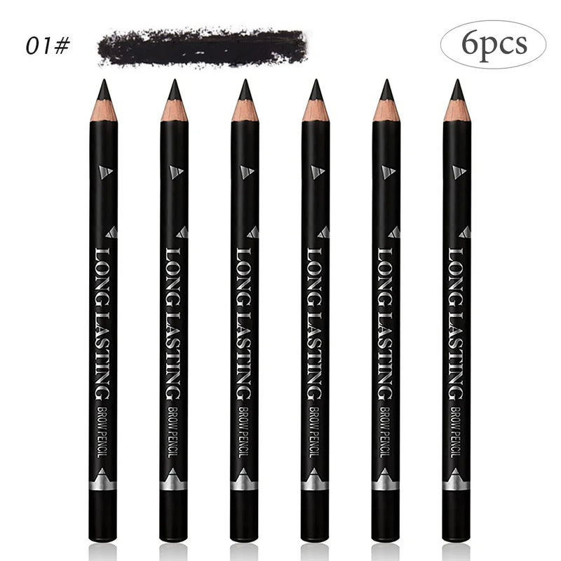 6/12Pcs Eye Brow Pencil Waterproof Professional Women Eye Makeup Pen Easy Color Natural Black Brown Cosmetic Beauty Eyebrow Tool