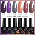 LILYCUTE 6Pcs/Set 7ML Brown Gel Nail Polish Winter Coffee Semi Permanent Soak Off UV Gel Design Nail Art Manicure Kit Varnish