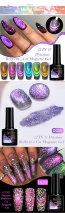 LILYCUTE 7ml Purple Dynamic Reflective Cat Magnetic Gel Sparkling Double Light Effect Semi Permanent UV Nail Art Gel Varnish