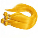 Yellow Colored Bone Straight Human Hair Bundles Raw Hair Human Hair Extensions 1/2/3/4 Human Hair Bundles Double Weft 10-30