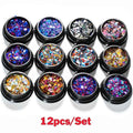 24pcs/Set Sparkly Holographic Fine Sugar Nail Powder Diamond Chrome Pigment Dust For Gel Polish Glitter Manicure Accessories