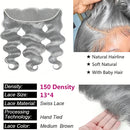 Silver Grey Body Wave Bundles Human Hair with Closure 4X4 13x4 HD Lace Frontal Brazilian Raw Double Weft Human Hair Extensions