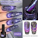 LILYCUTE 7ml Purple Dynamic Reflective Cat Magnetic Gel Sparkling Double Light Effect Semi Permanent UV Nail Art Gel Varnish
