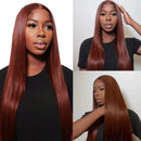 #33 Auburn Reddish Brown Colored Bone Straight Human Hair Bundles with HD Closure 4x4 13x4 Lace Closure And Bundles Raw Hair