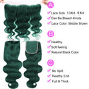 Dark Green Fashion Color Preplucked 4x4 13x4 Lace Closure With Bundles Body Wave Human Hair Bundles with Closure Remy Hair