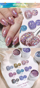 LILYCUTE 7ml Glitter Nail Gel Polish Shining Sparkling Semi Permanent Soak Off UV LED Gel Colorful Effect Gel Varnish DIY Nail
