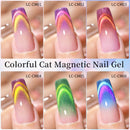 LILYCUTE 6PCS/SET 7ML Colorful Double Light Cat Magnetic Gel Nail Polish with Free Magnet 9D Glitter Rainbow Laser Nail Art Kit