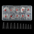 500pcs french Coffin Dancer Nail Tips Acrylic Nail Artificial Half False Flakes Nail Tips,10 Sizes with Clear Plastic Box for Na