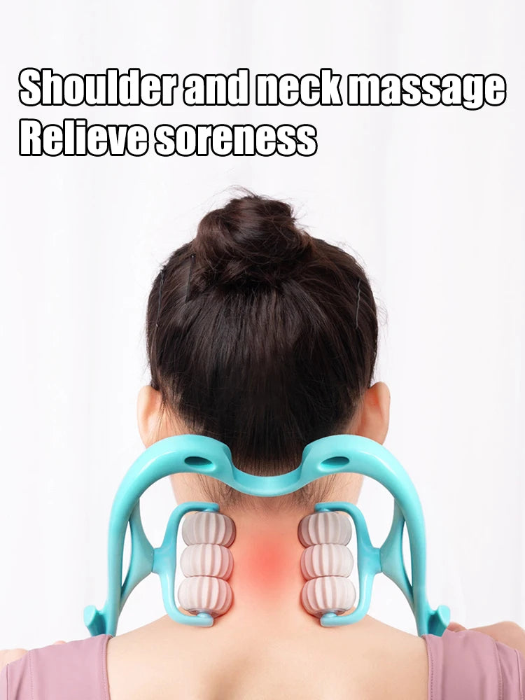 Cervical Neck Massager, Manual Neck Clamp Multifunctional Kneading Roller 6-Ball Shoulder And Neck Relaxation Massager